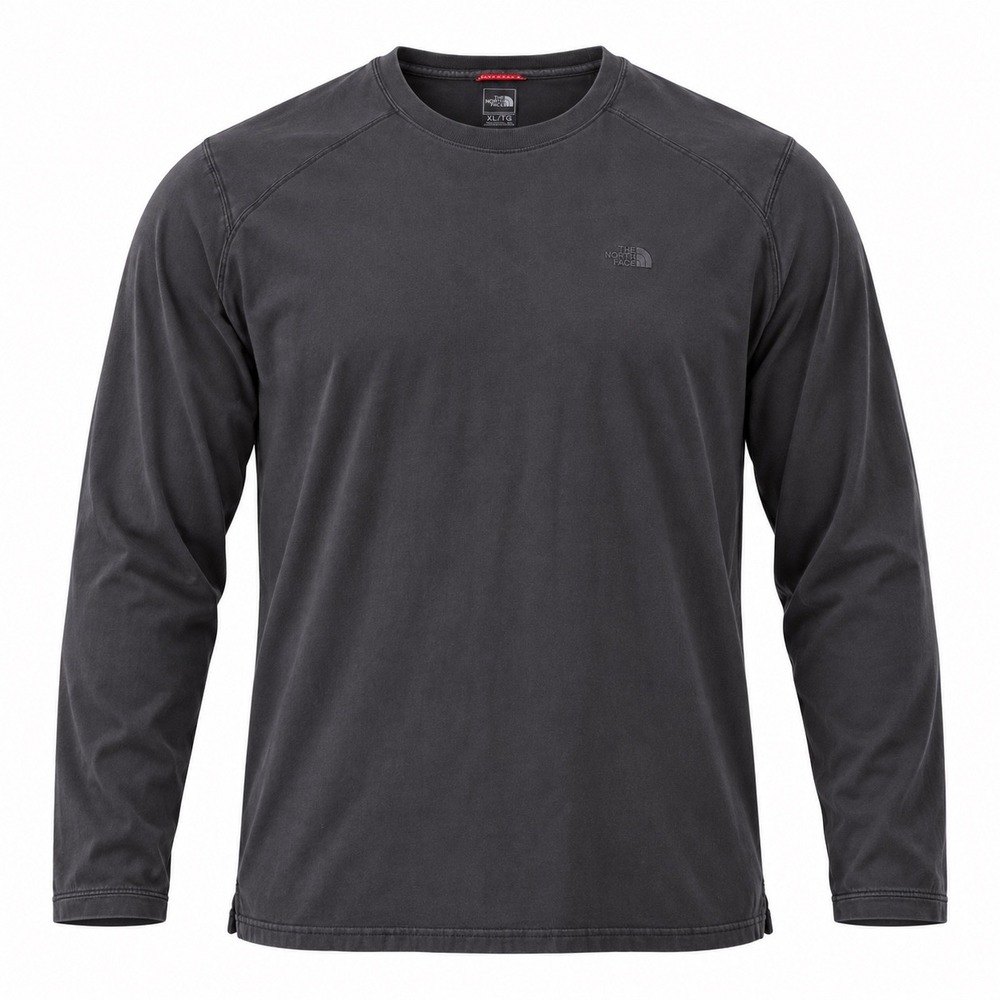 The North Face Cotton Long Sleeve Embroidered Logo T-Shirt Mens XL Grey